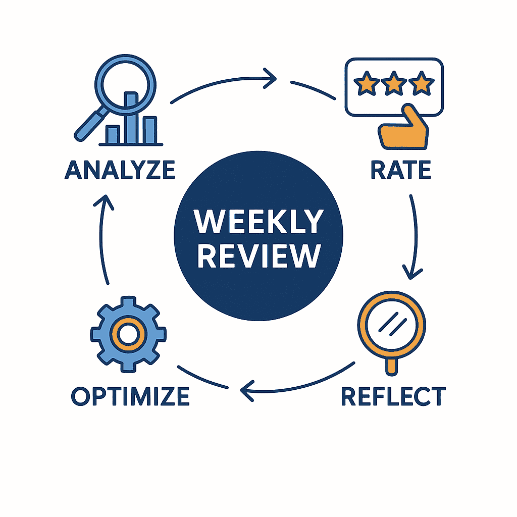 Weekly trading review steps visual